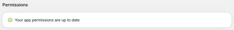 The Permissions page showing ‘Your app permissions are up to date’